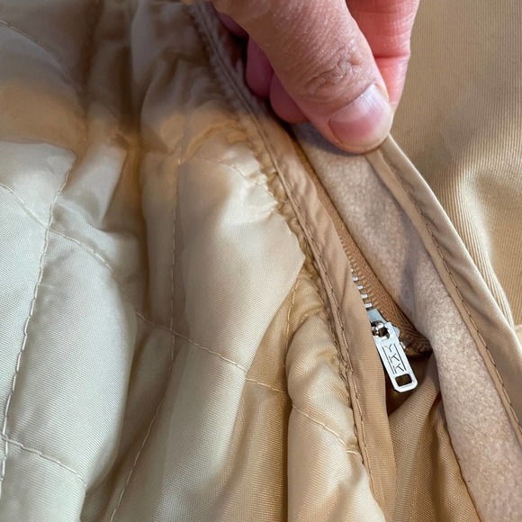 Vintage Uzzi Sherpa Quilted Lined Trench Coat Womens 11/12 Large Tan Khaki Korea - Picture 9 of 16